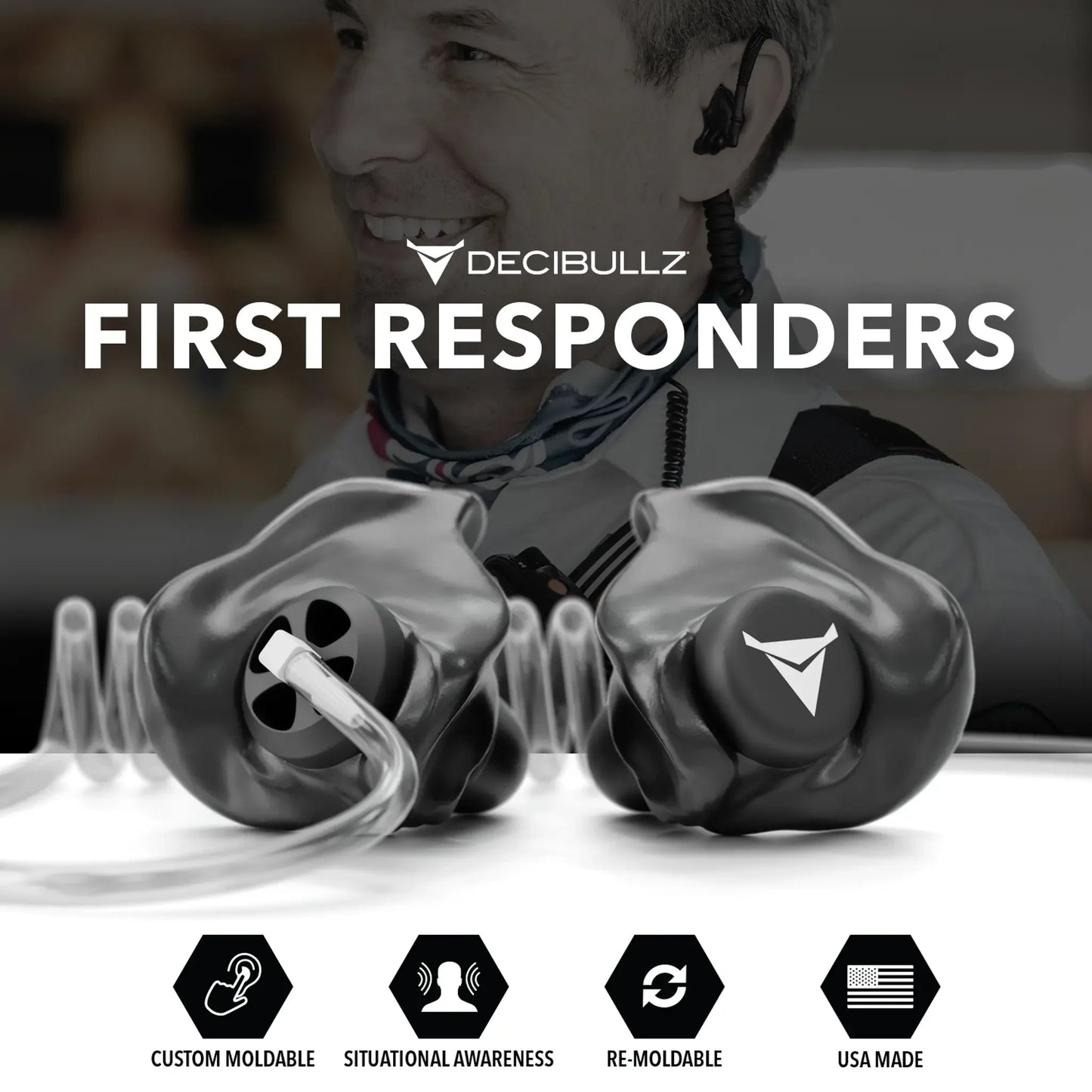 Custom Moldable Awareness Earpiece for Clear Tube, Radio, Surveillance, and Communication Headsets