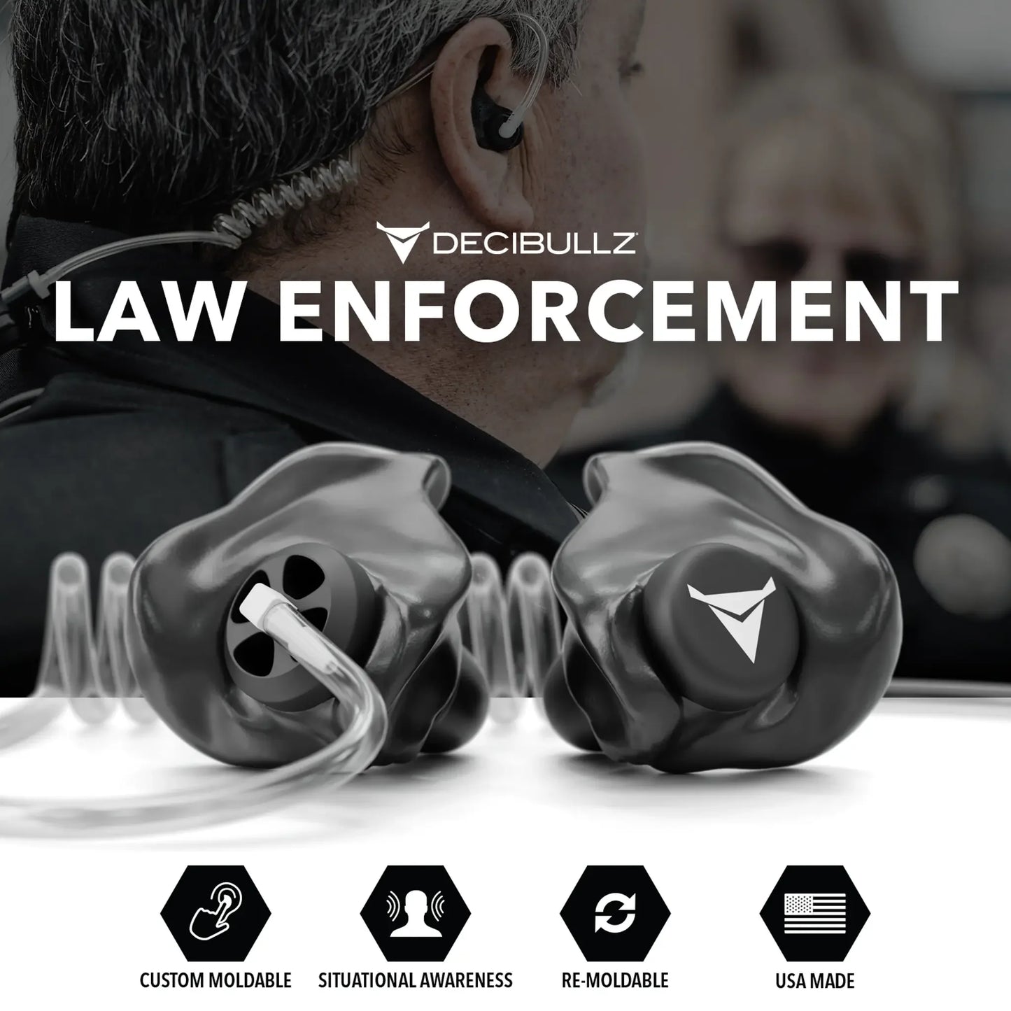 Custom Moldable Awareness Earpiece for Clear Tube, Radio, Surveillance, and Communication Headsets