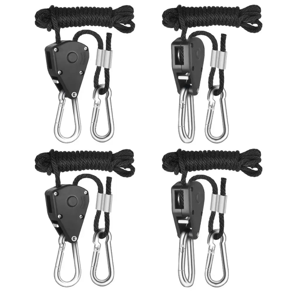 2/4/12pcs 1/8 Inch 8Feet Long Heavy Duty Adjustable Rope Clip Hanger for Grow Kit Hanging Ratchet Canoe Bow Stern Tie Down - Raven Supply Company