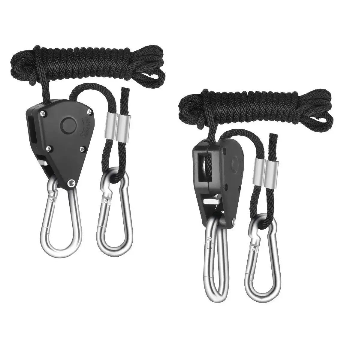 2/4/12pcs 1/8 Inch 8Feet Long Heavy Duty Adjustable Rope Clip Hanger for Grow Kit Hanging Ratchet Canoe Bow Stern Tie Down - Raven Supply Company