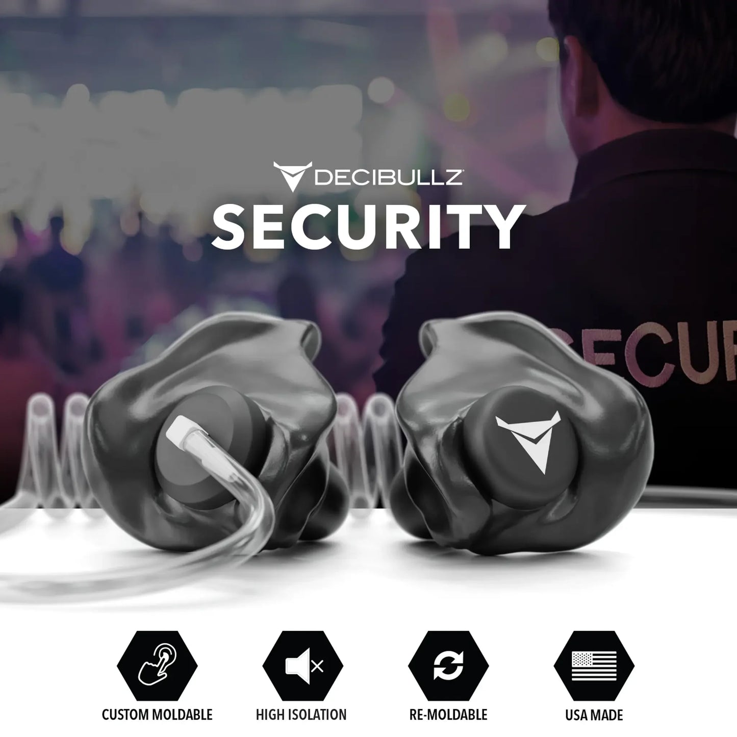 Custom Moldable Isolation Earpiece for Clear Tube, Radio, Surveillance, and Communication Headsets