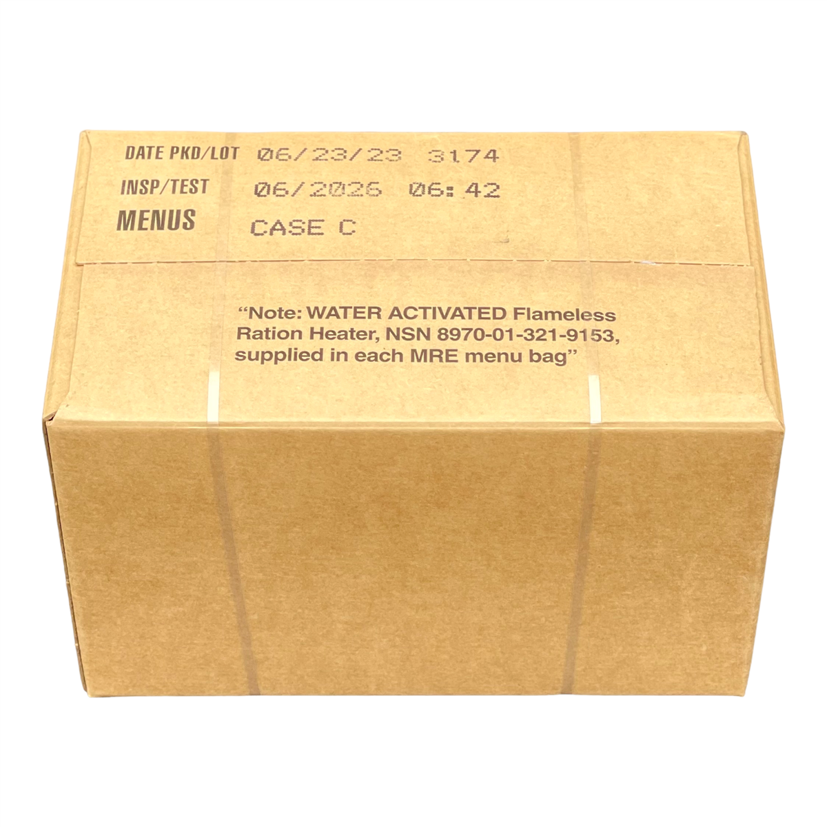 Case (12 Meals) of Menu C Military MRE's with Heaters - Raven Supply Company