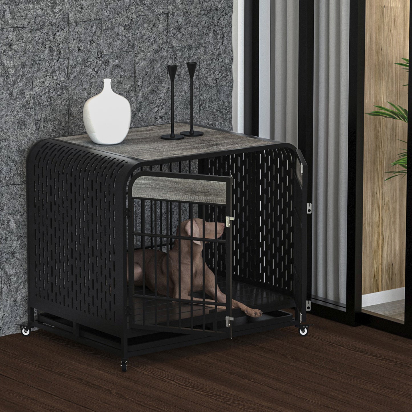 Heavy Duty Dog Crate Furniture Wooden Table 42inch Grey – Tea - Raven Supply Company