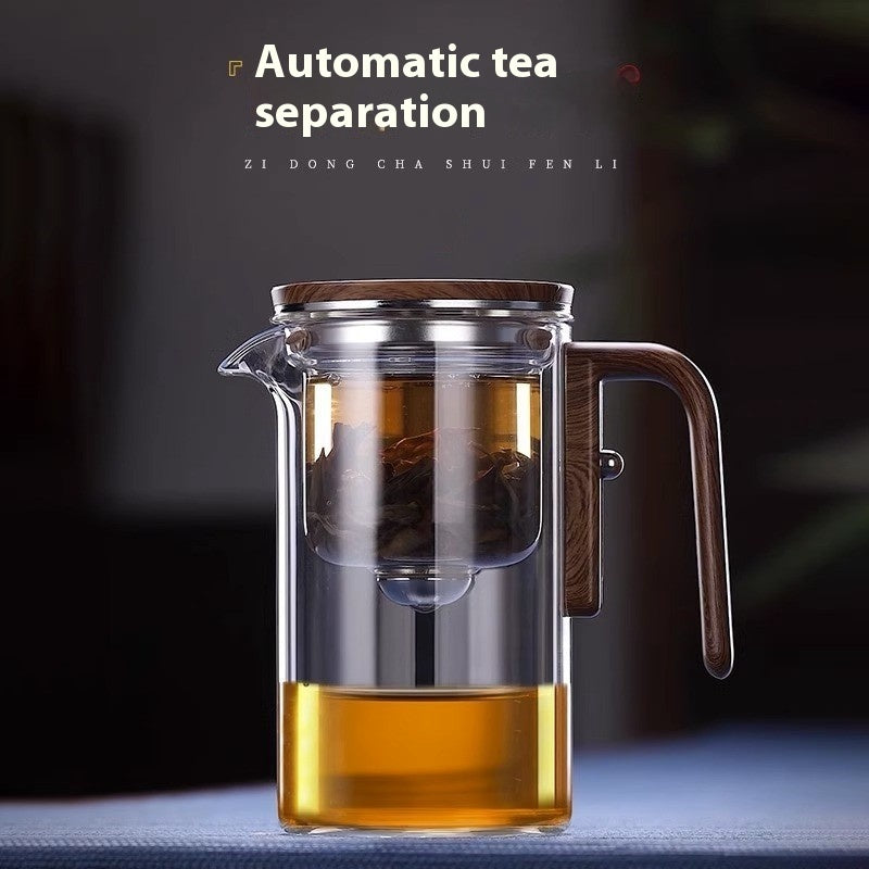 One Click Magnetic Teapot Separation Filtration Glass Tea Pot Wood Handle Tea Water Separation Inner Container Teapot - Raven Supply Company