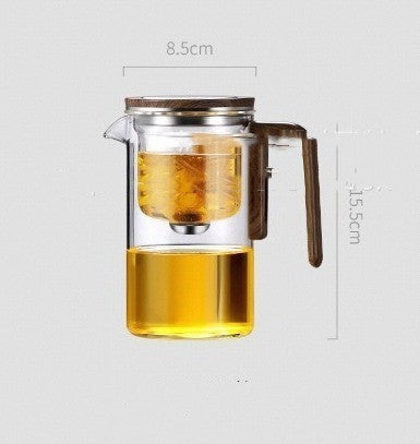 One Click Magnetic Teapot Separation Filtration Glass Tea Pot Wood Handle Tea Water Separation Inner Container Teapot - Raven Supply Company
