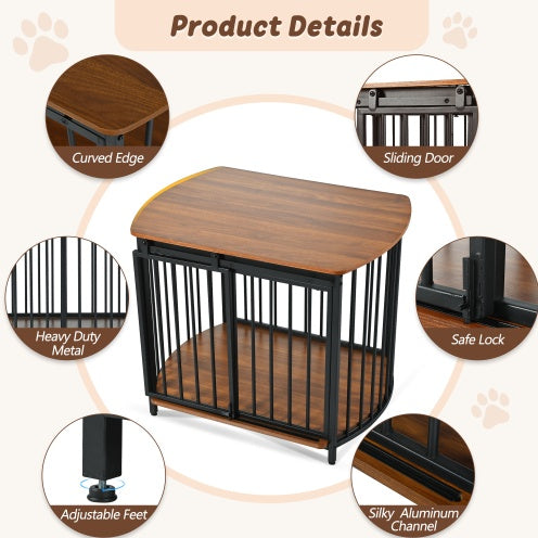 31.5 Furniture Style Dog Crate For Small And Medium Dogs, Wooden Cage Indoor Kennel Furniture, Modern Dog Crate End Table With Double-Doors - Raven Supply Company