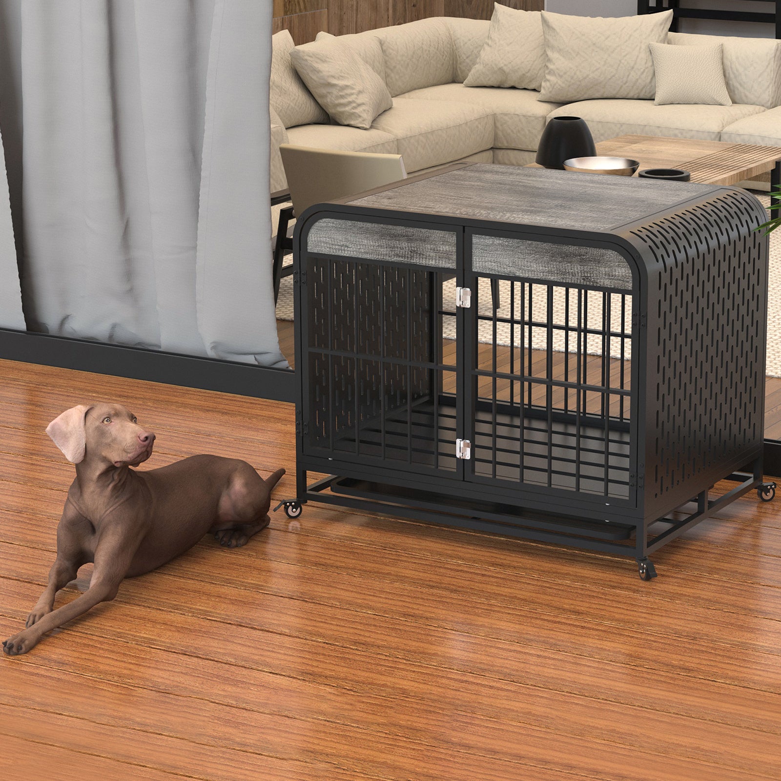 Heavy Duty Dog Crate Furniture Wooden Table 33inch Grey – Tea - Raven Supply Company