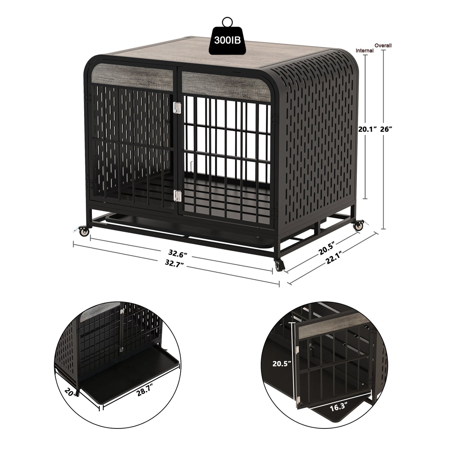 Heavy Duty Dog Crate Furniture Wooden Table 33inch Grey – Tea - Raven Supply Company