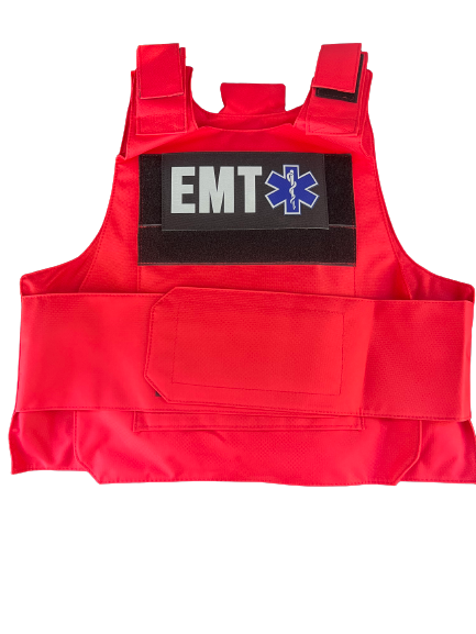 First Responder Vest Kit RED LEVEL IIIA (2) 10x12 Front/Back Plates and Patch
