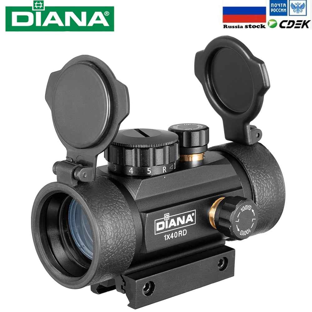 DIANA 1X40 Red Green Dot Sight Scope Tactical Optics Riflescope Fit 11/20mm Rail Rifle Scopes Hunting