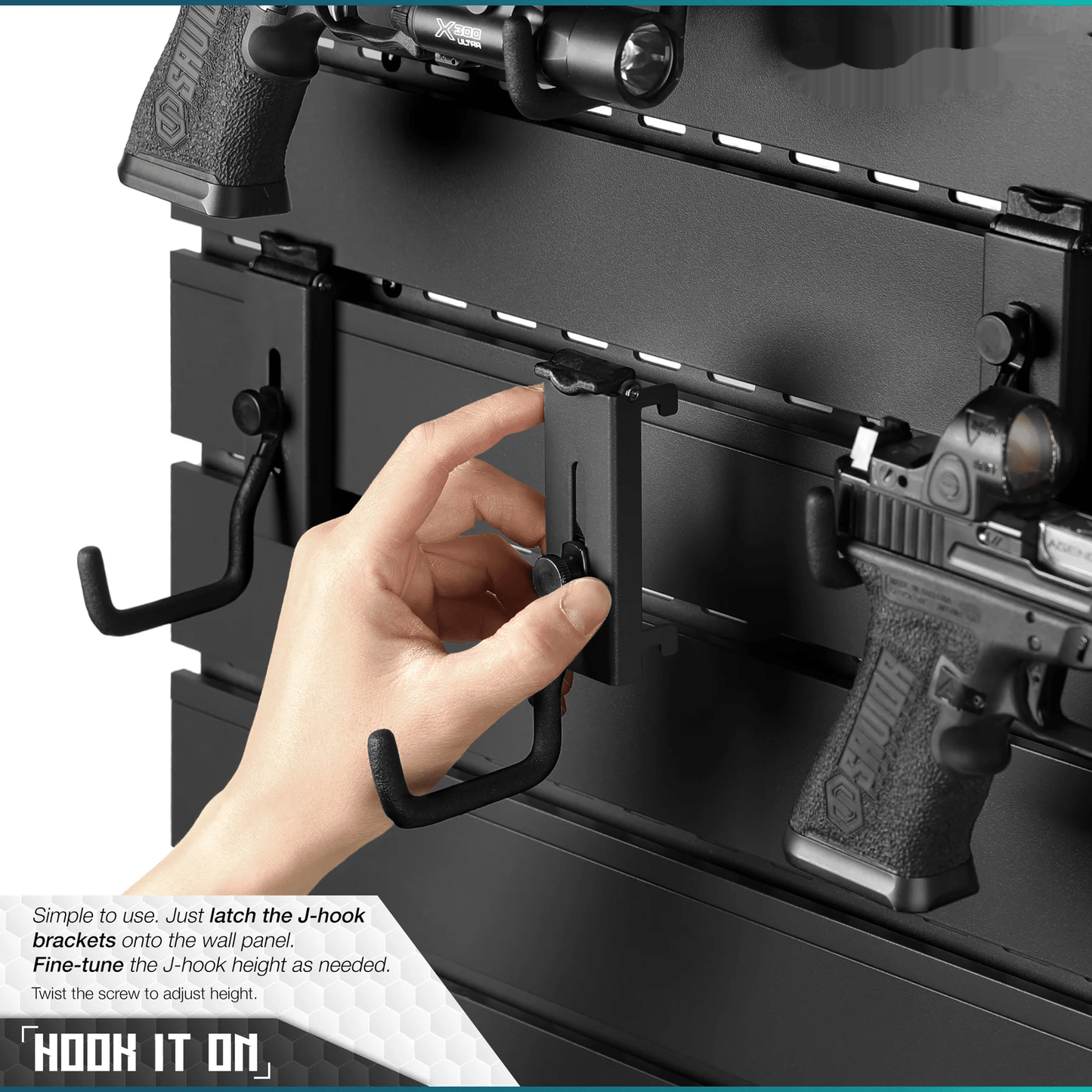 Wall Rack System - Adjustable J-Hooks (2 Pack, 2 Sizes) - Raven Supply Company