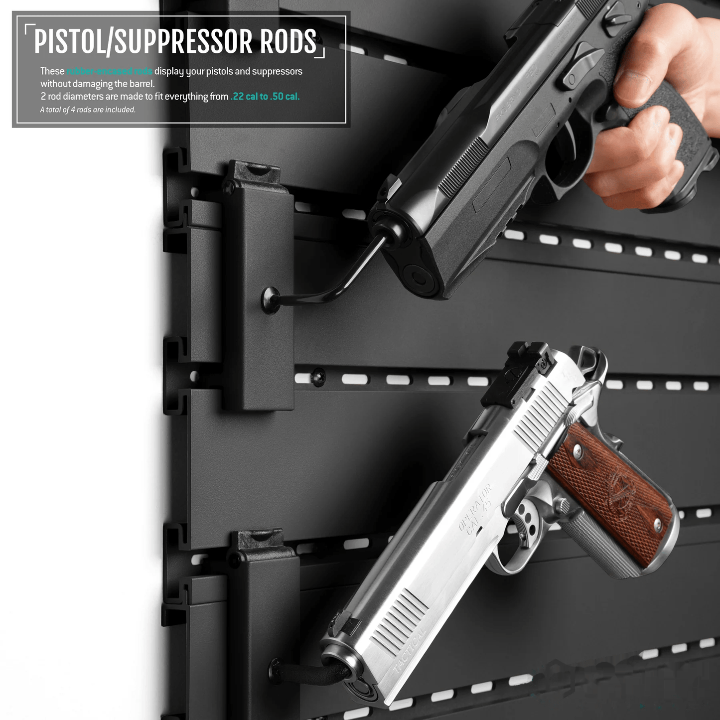 Wall Rack System - Adjustable Pistol & Suppressor Rod (2 Pack) - Raven Supply Company