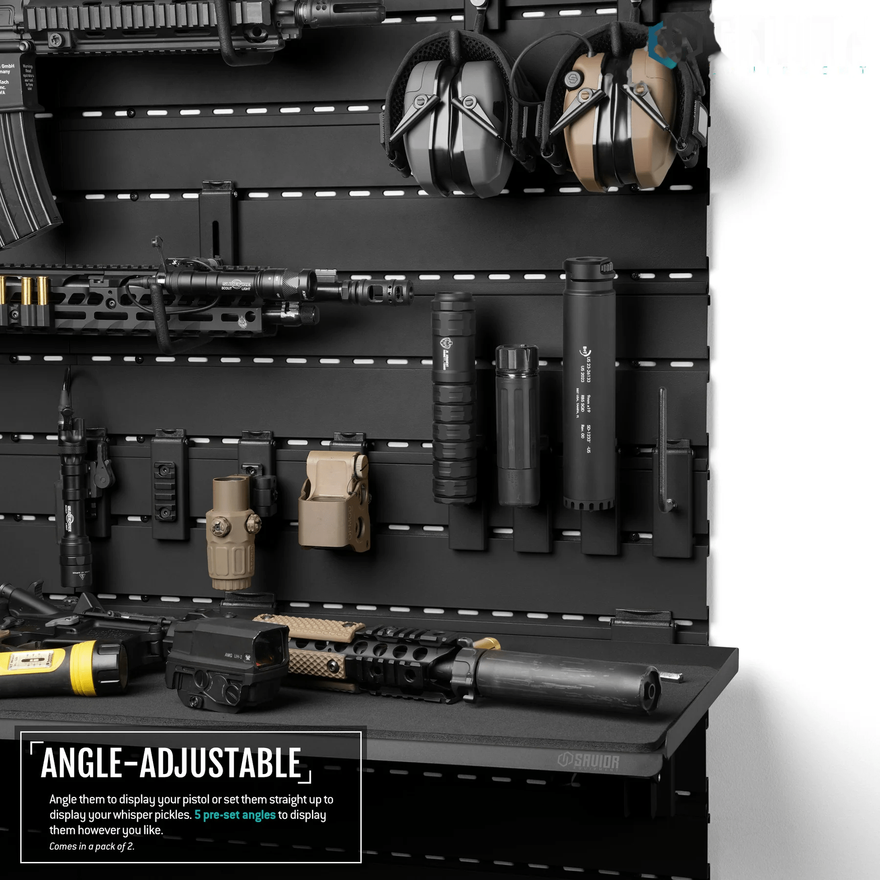 Wall Rack System - Adjustable Pistol & Suppressor Rod (2 Pack) - Raven Supply Company