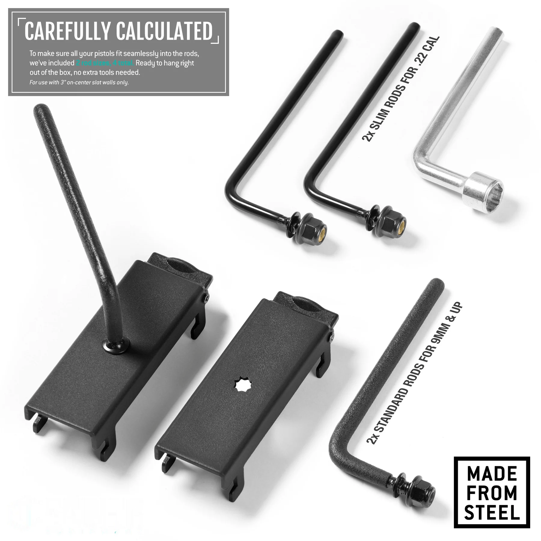 Wall Rack System - Adjustable Pistol & Suppressor Rod (2 Pack) - Raven Supply Company