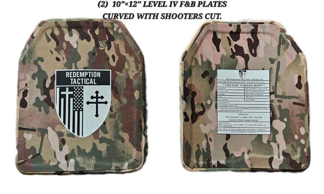 RT CRUSADER 2.0® ARMOR KIT Front/Back Plates LIGHTWEIGHT LEVEL IV  (2) 10x12 Front/Back Plates Full Kit