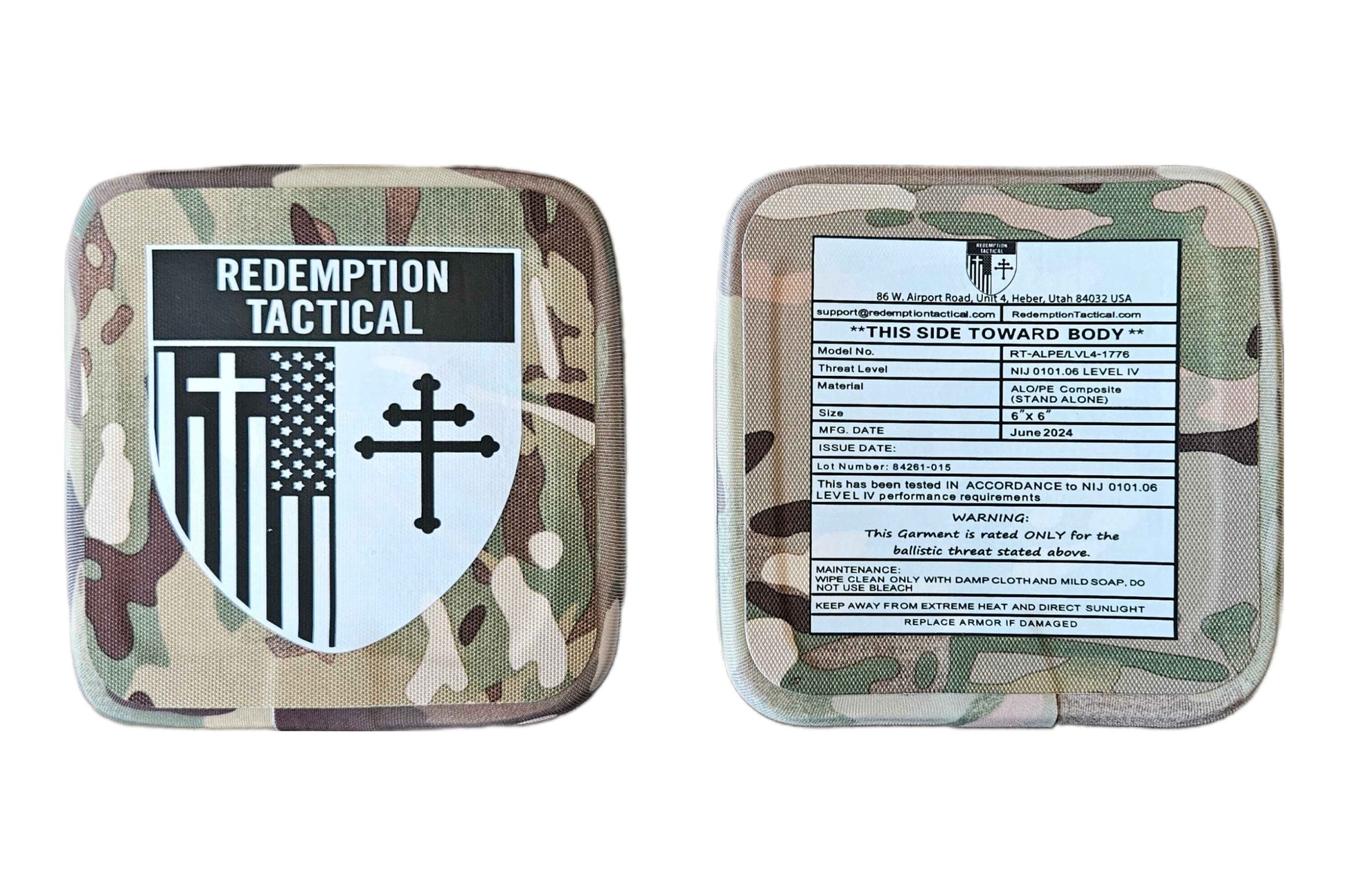 (PAIR) Level IV 6x6" Side Plates (Lightweight Alumina PE Material)